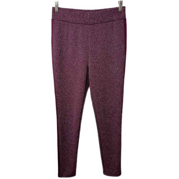 Lou & Grey Loft Women's Textured Stripe Ponte Leggings M Maroon Red Stretch Pant - Picture 1 of 7
